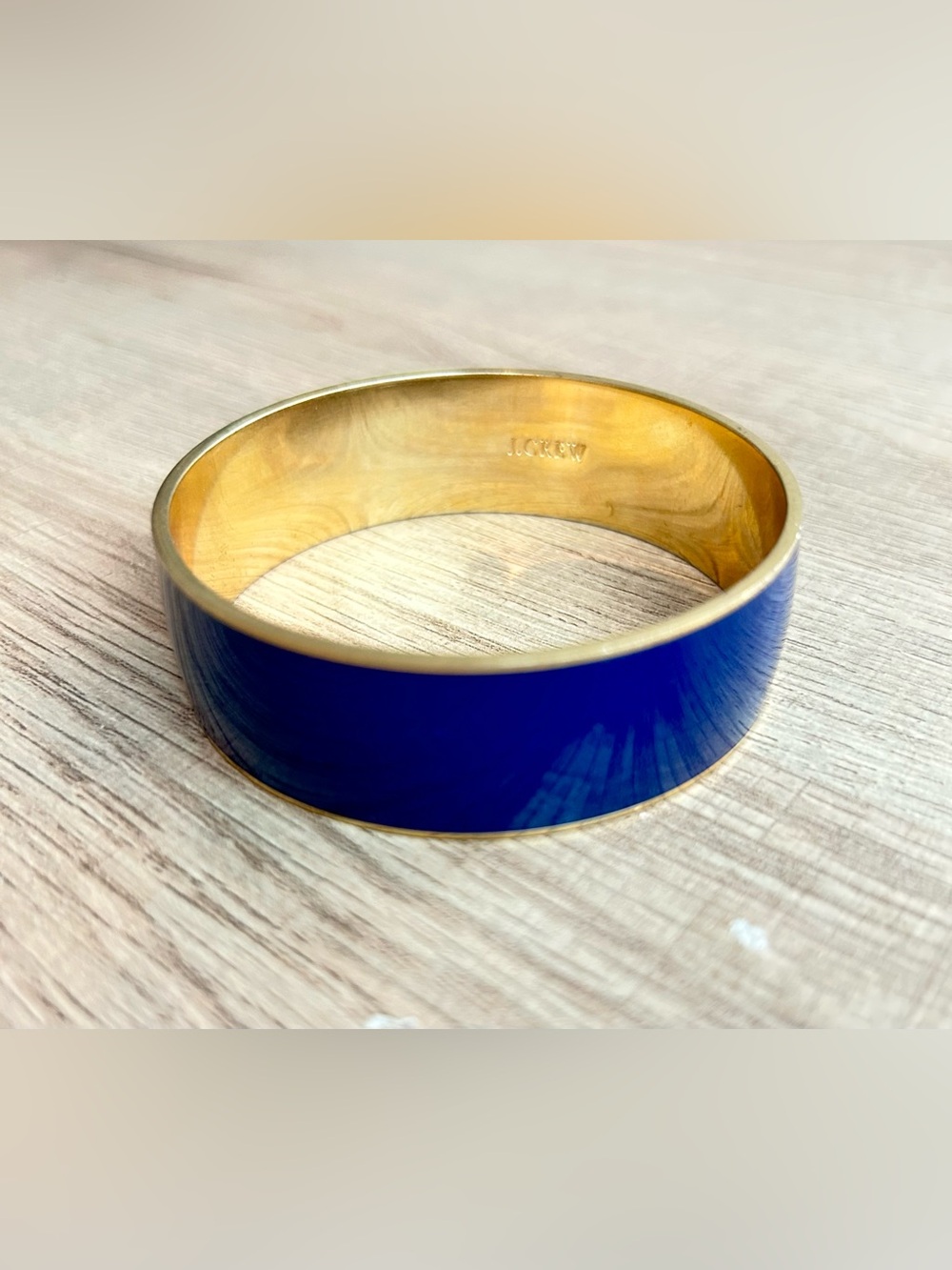 J.Crew Navy and Gold-tone enamel bangle bracelet Vintage Y2K